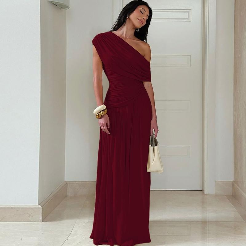 Mano| Elegant One Shoulder Evening Bodycon Maxi Dress