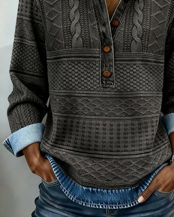 Colette | Textured Knit Collar Sweatshirt