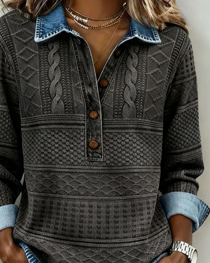 Colette | Textured Knit Collar Sweatshirt