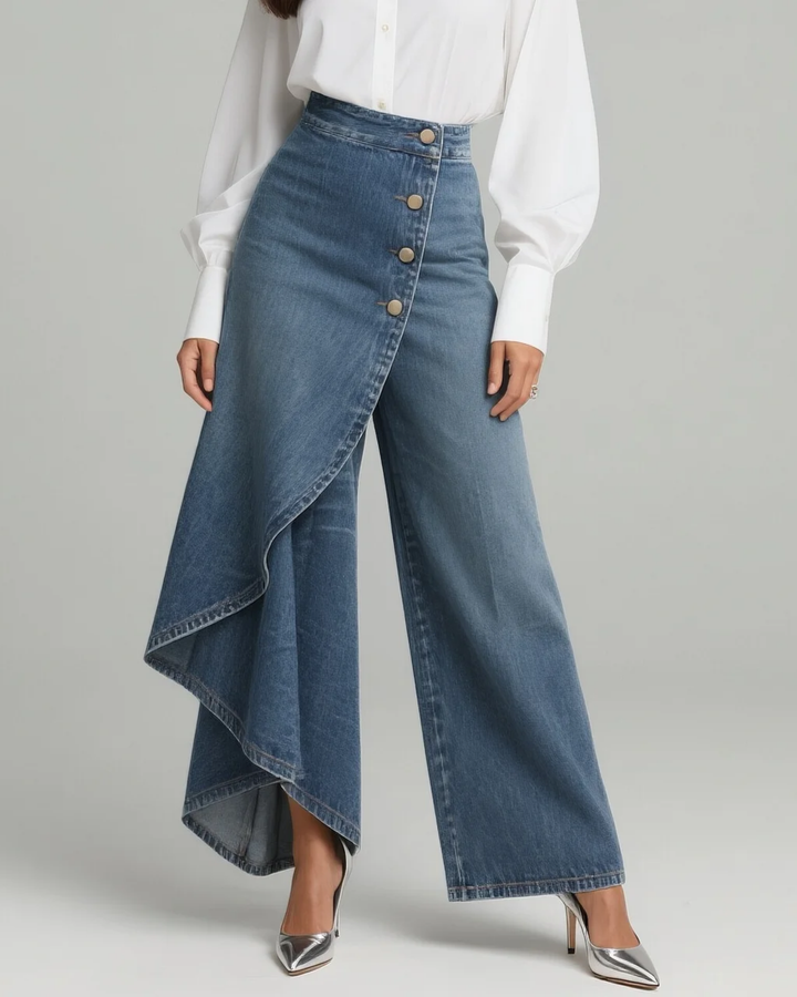 Colette | Wrap-Front Denim Wide Leg Jeans