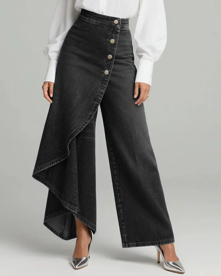 Colette | Wrap-Front Denim Wide Leg Jeans
