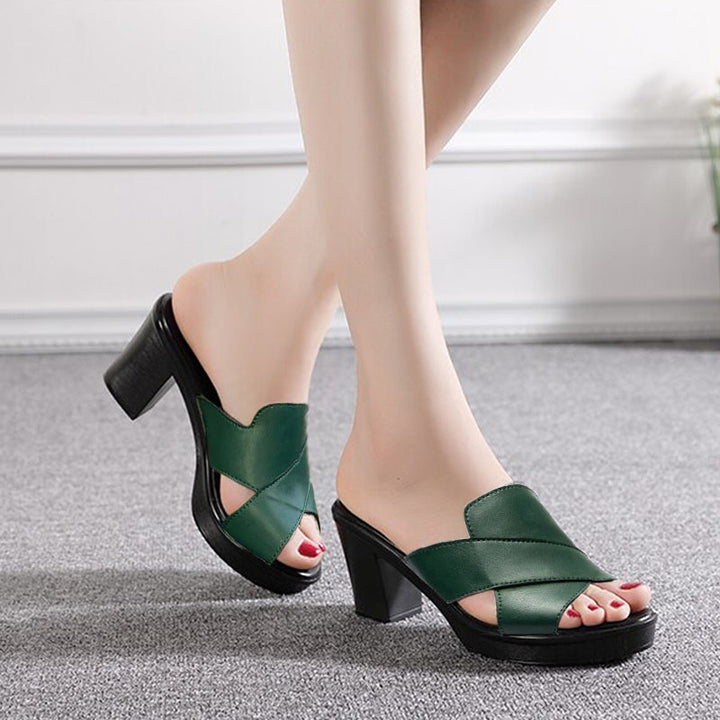 Vivian | Orthopedic Block Heel Mule Sandal