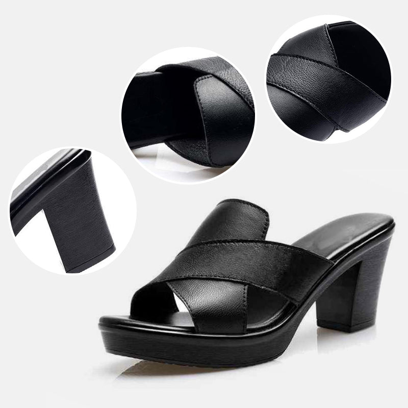 Vivian | Orthopedic Block Heel Mule Sandal