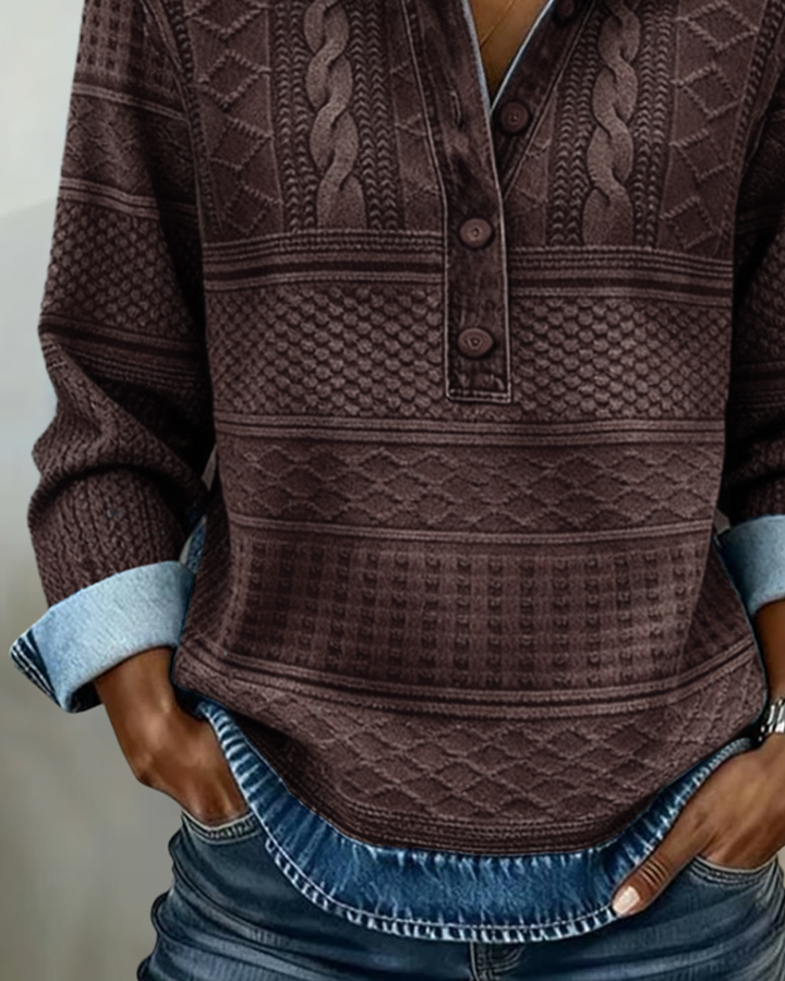 Colette | Textured Knit Collar Sweatshirt
