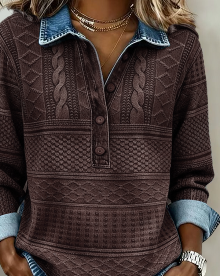 Colette | Textured Knit Collar Sweatshirt