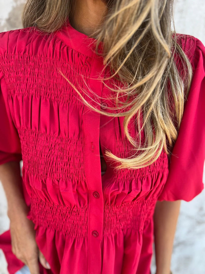 ELIZA | Pleated Button-Up Blouse