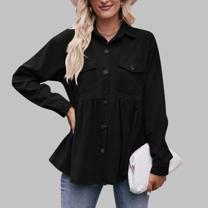 Marisa | Vintage Button Front Long Sleeve Collared Top