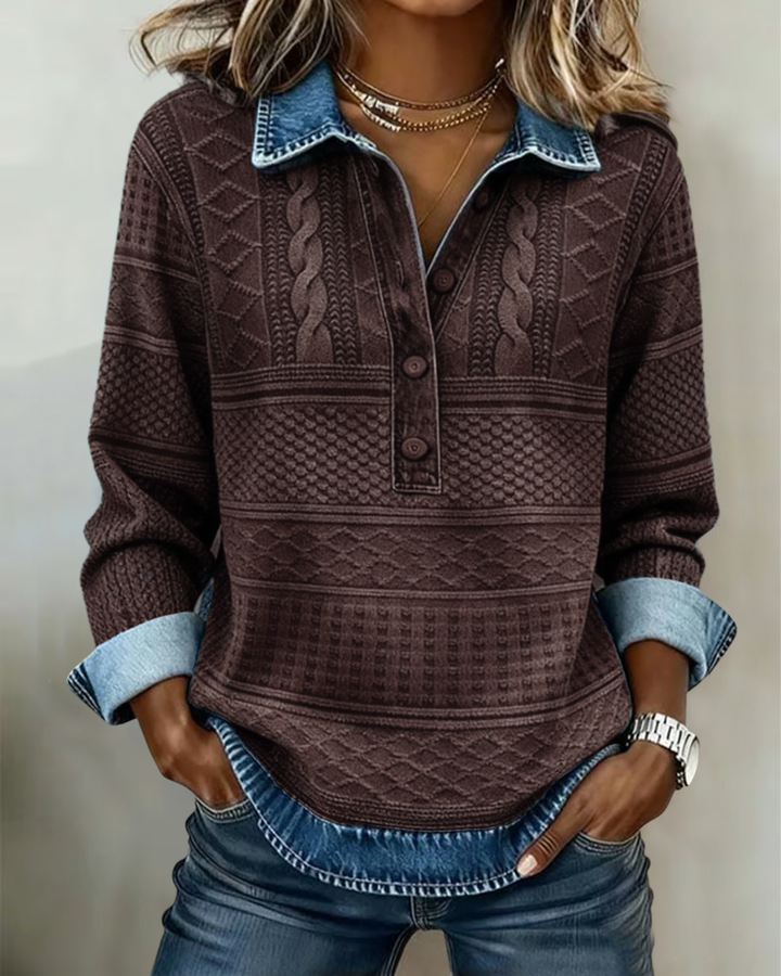 Colette | Textured Knit Collar Sweatshirt