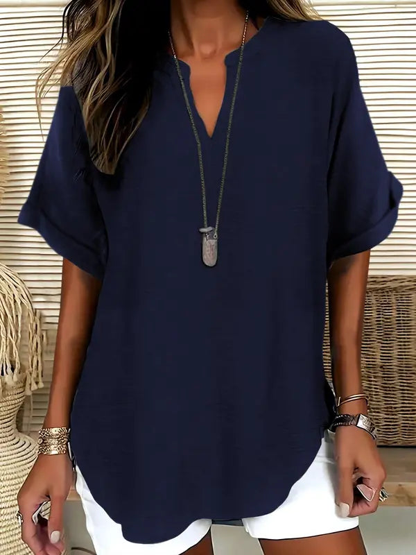 Sereia| Women Casual Plain Short Sleeve Blouse