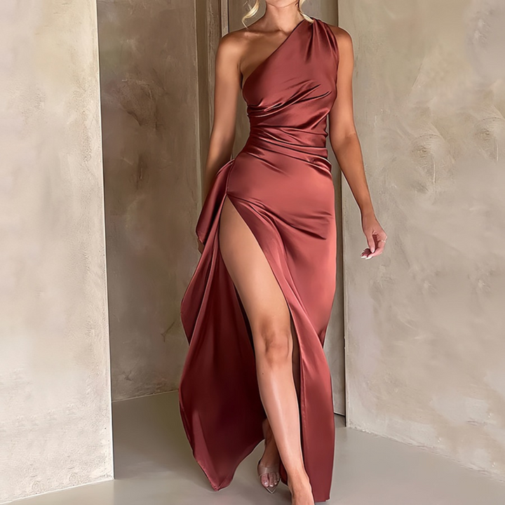 Labesa|Elegant One Shoulder High Split Formal Maxi Dress