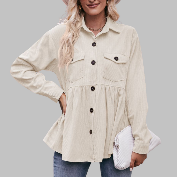 Marisa | Vintage Button Front Long Sleeve Collared Top