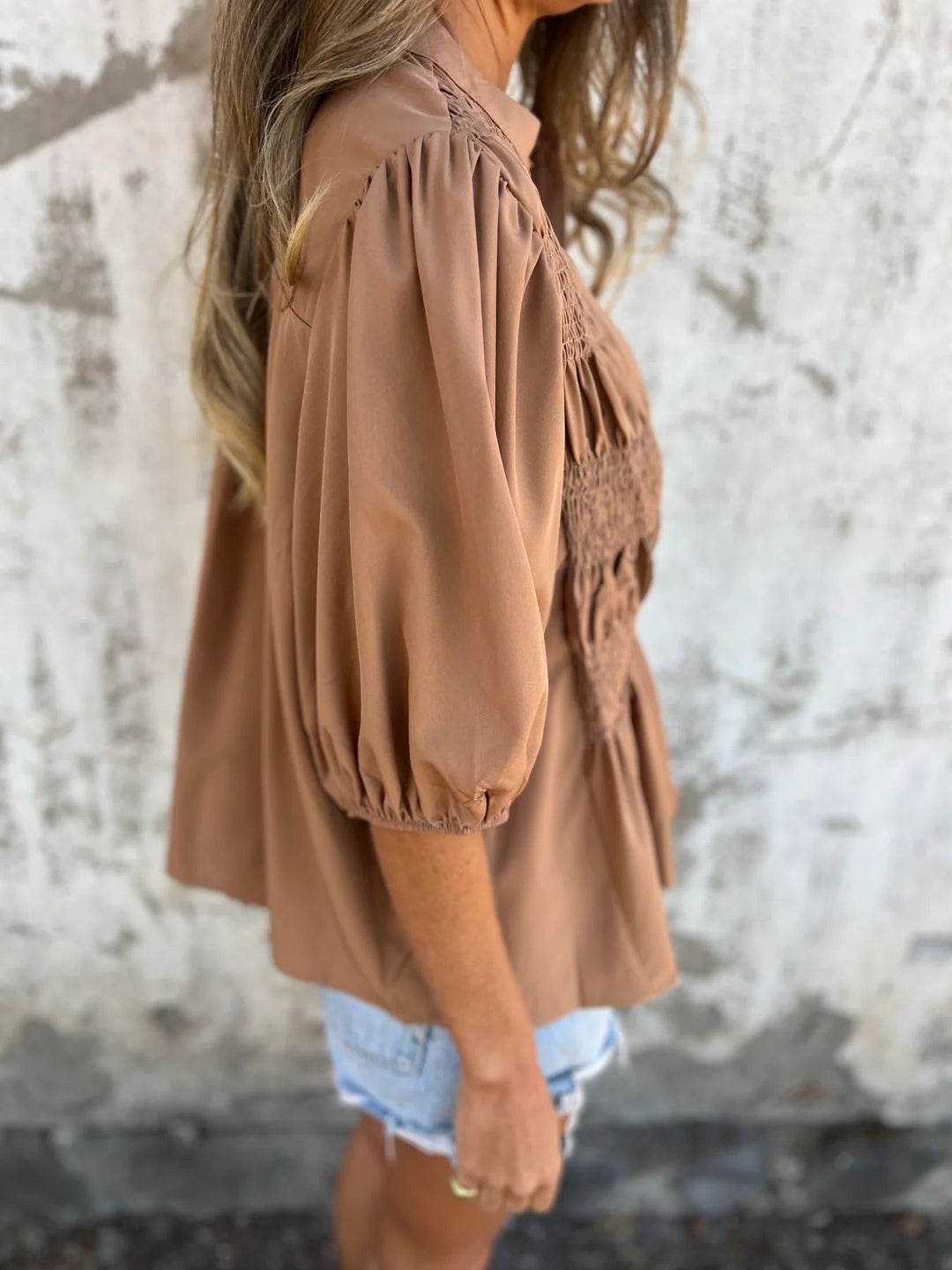 ELIZA | Pleated Button-Up Blouse