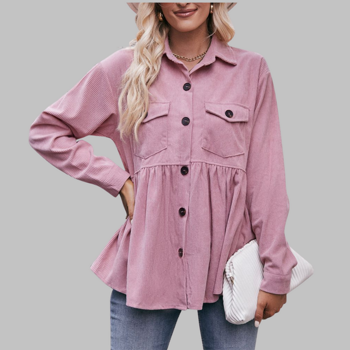 Marisa | Vintage Button Front Long Sleeve Collared Top