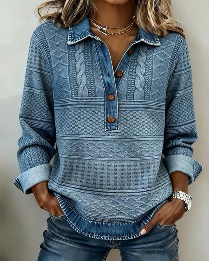 Colette | Textured Knit Collar Sweatshirt