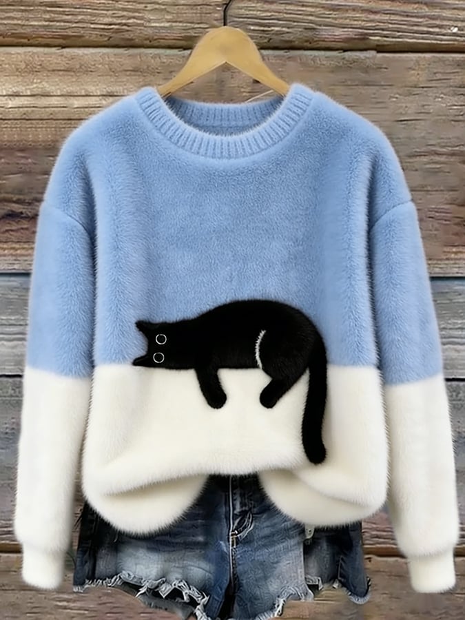 Colette | Cosy Cat-Print Pullover Sweater