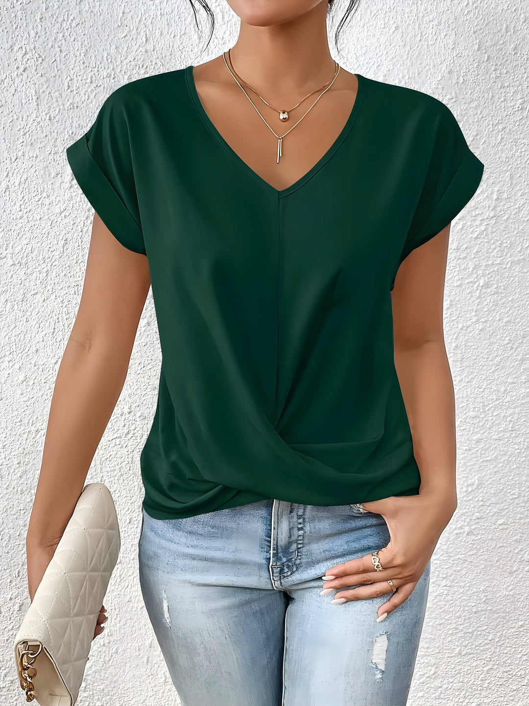 Meika | Women Classic Twist Detail V-Neck Top