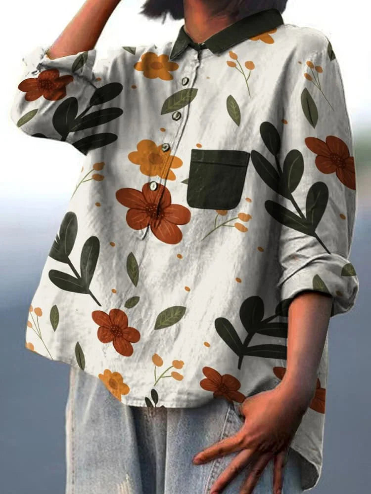 Eleanor| Women Elegant Plant Art Shirt