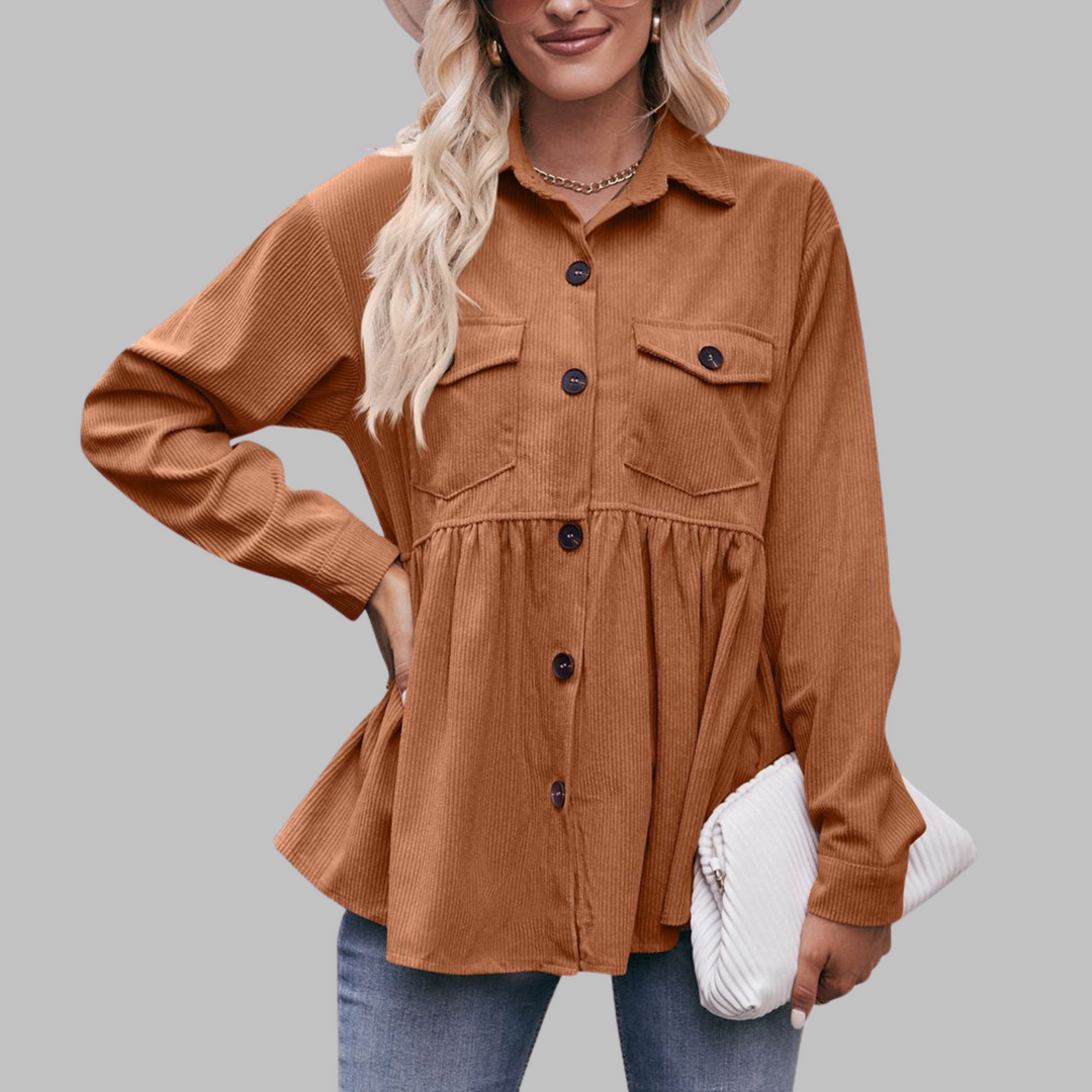 Marisa | Vintage Button Front Long Sleeve Collared Top