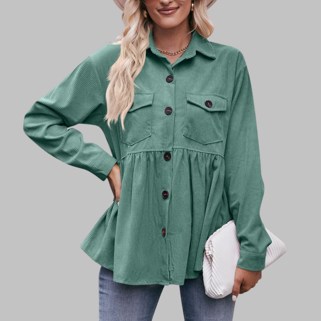 Marisa | Vintage Button Front Long Sleeve Collared Top