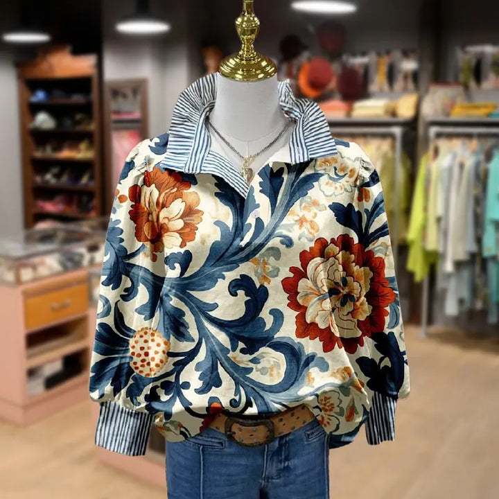 Serenity| Women Classy Vintage Floral Printed Blouse