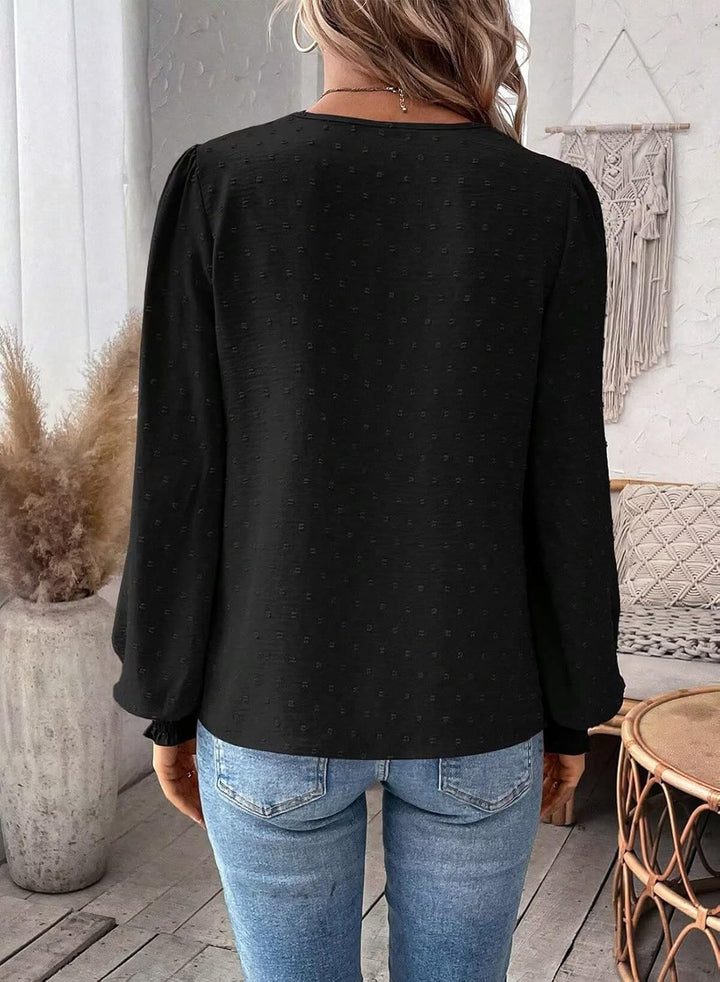 Colette | Elegant Boho Chiffon Blouse With Lace Detail