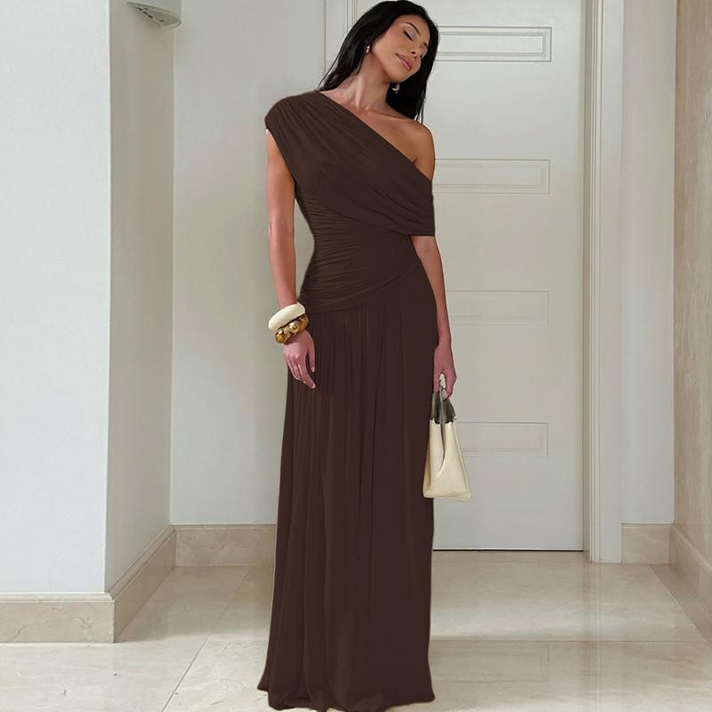 Mano| Elegant One Shoulder Evening Bodycon Maxi Dress