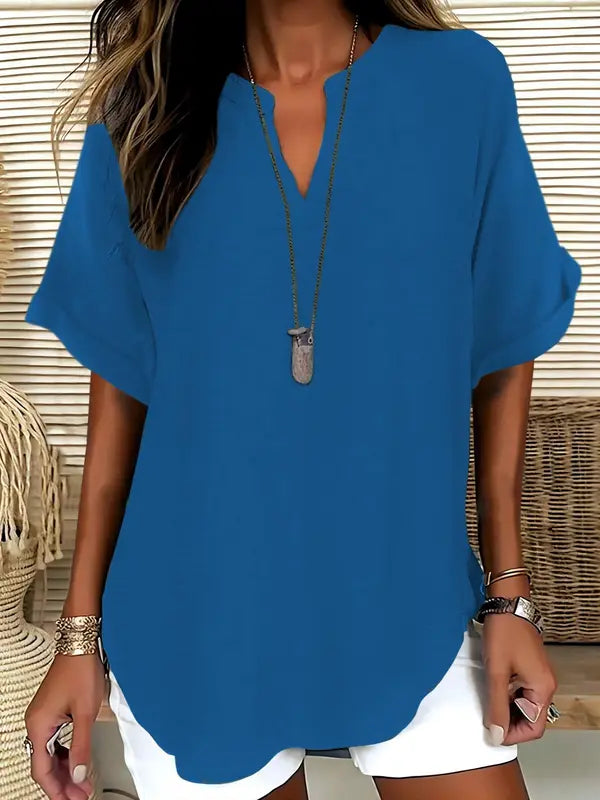 Sereia| Women Casual Plain Short Sleeve Blouse