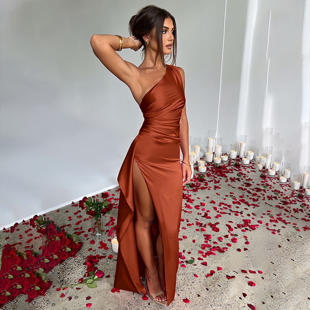 Labesa|Elegant One Shoulder High Split Formal Maxi Dress