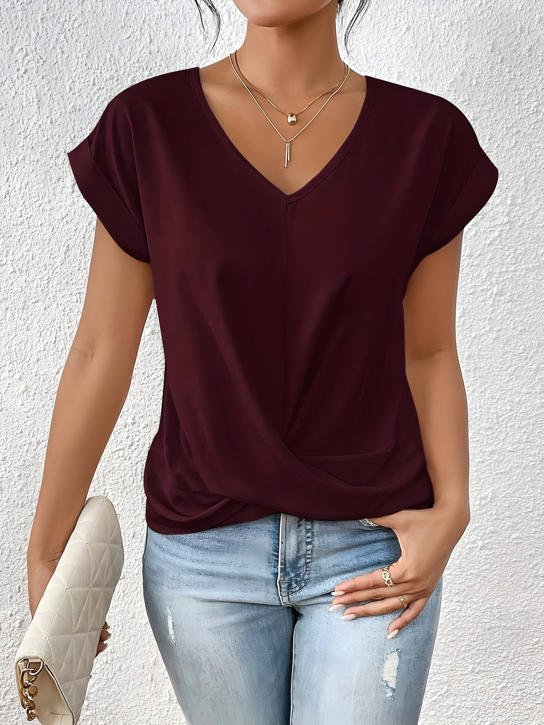 Meika | Women Classic Twist Detail V-Neck Top