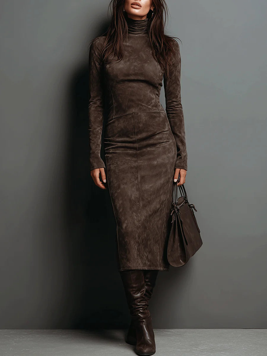 Mildred | Elegant Suede Women Maxi Dress
