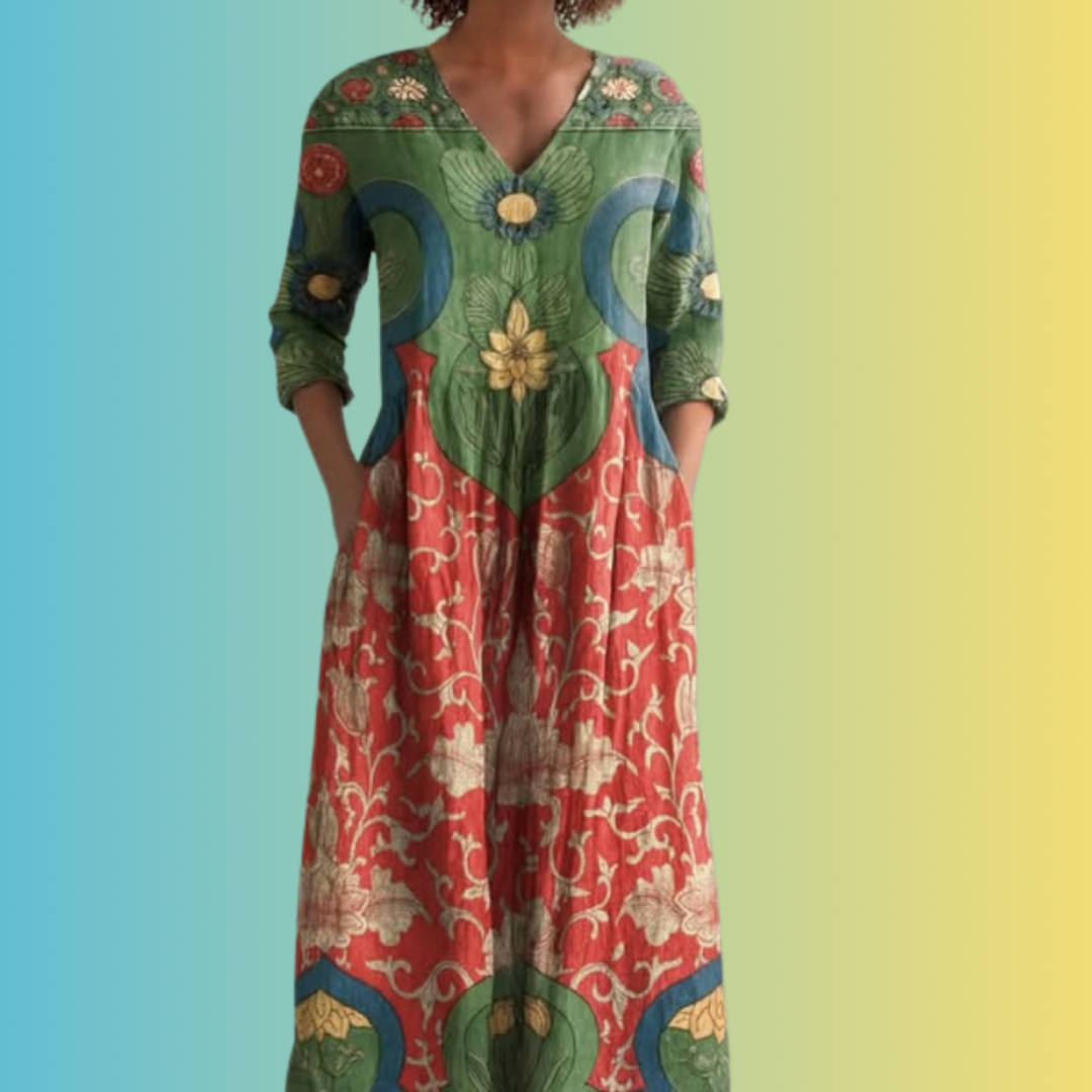 Vivienne | Botanical Print Midi Dress