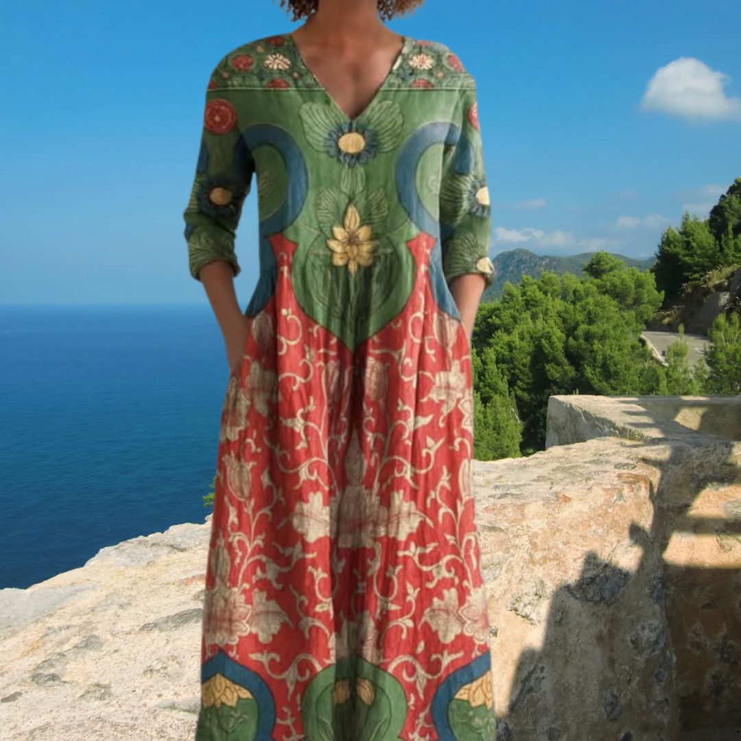 Vivienne | Botanical Print Midi Dress