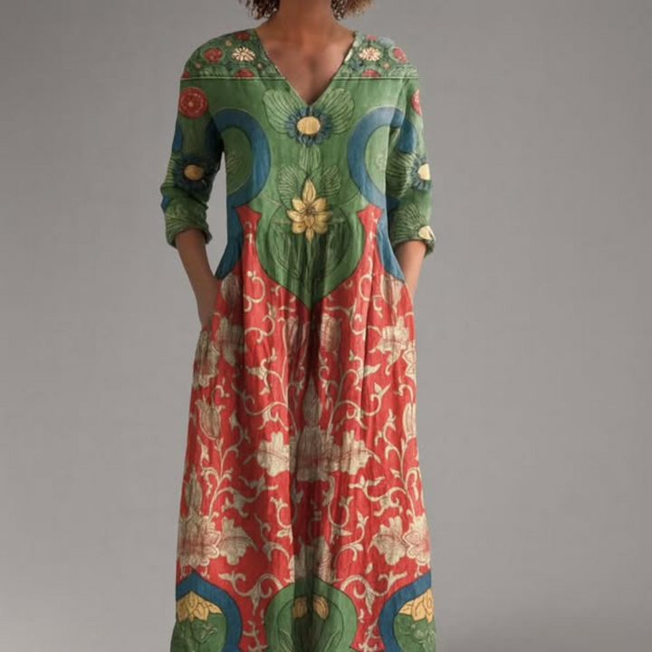 Vivienne | Botanical Print Midi Dress