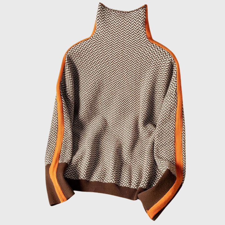 Helena | Contrast Stripe Turtleneck Sweater