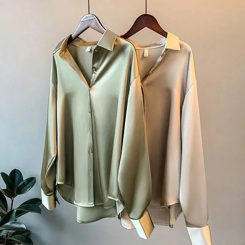 Florence | Women Silky Long-Sleeve Blouse