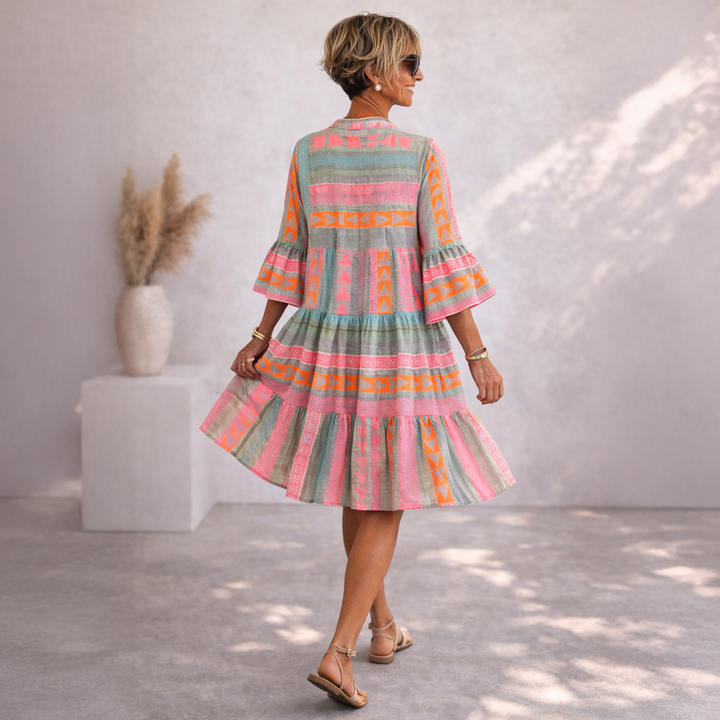 Florence | Tiered Geometric Midi Dress