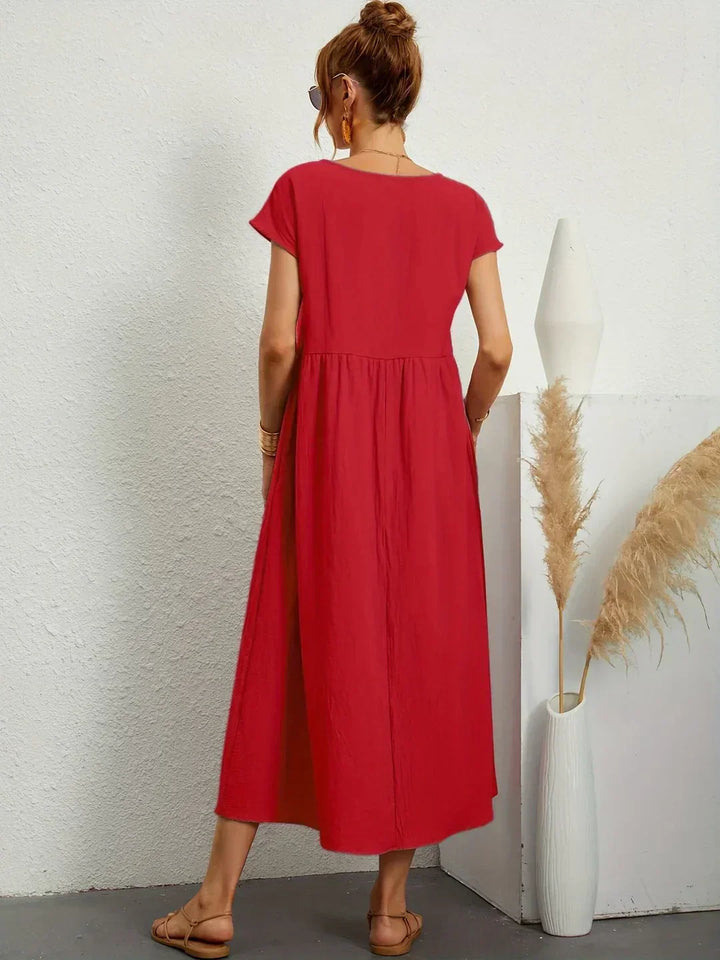 Eleanor | Empire Waist Midi Dress With Pockets