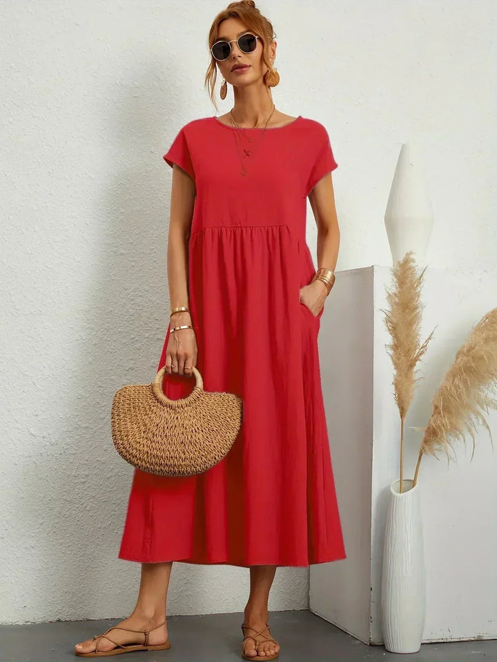 Eleanor | Empire Waist Midi Dress With Pockets
