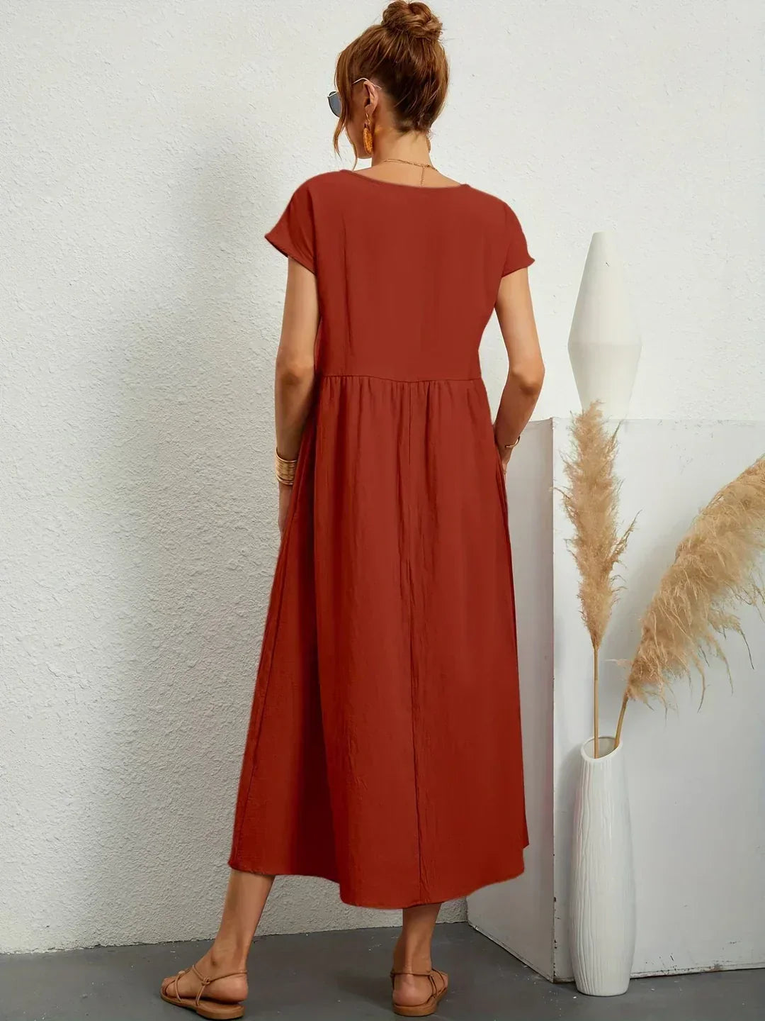Eleanor | Empire Waist Midi Dress With Pockets
