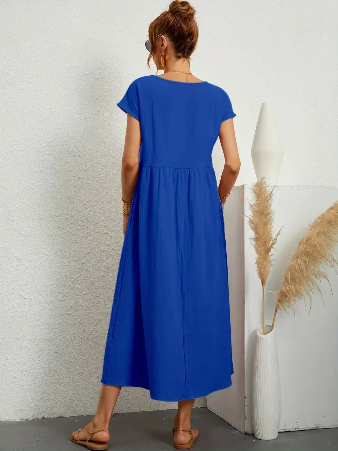 Eleanor | Empire Waist Midi Dress With Pockets