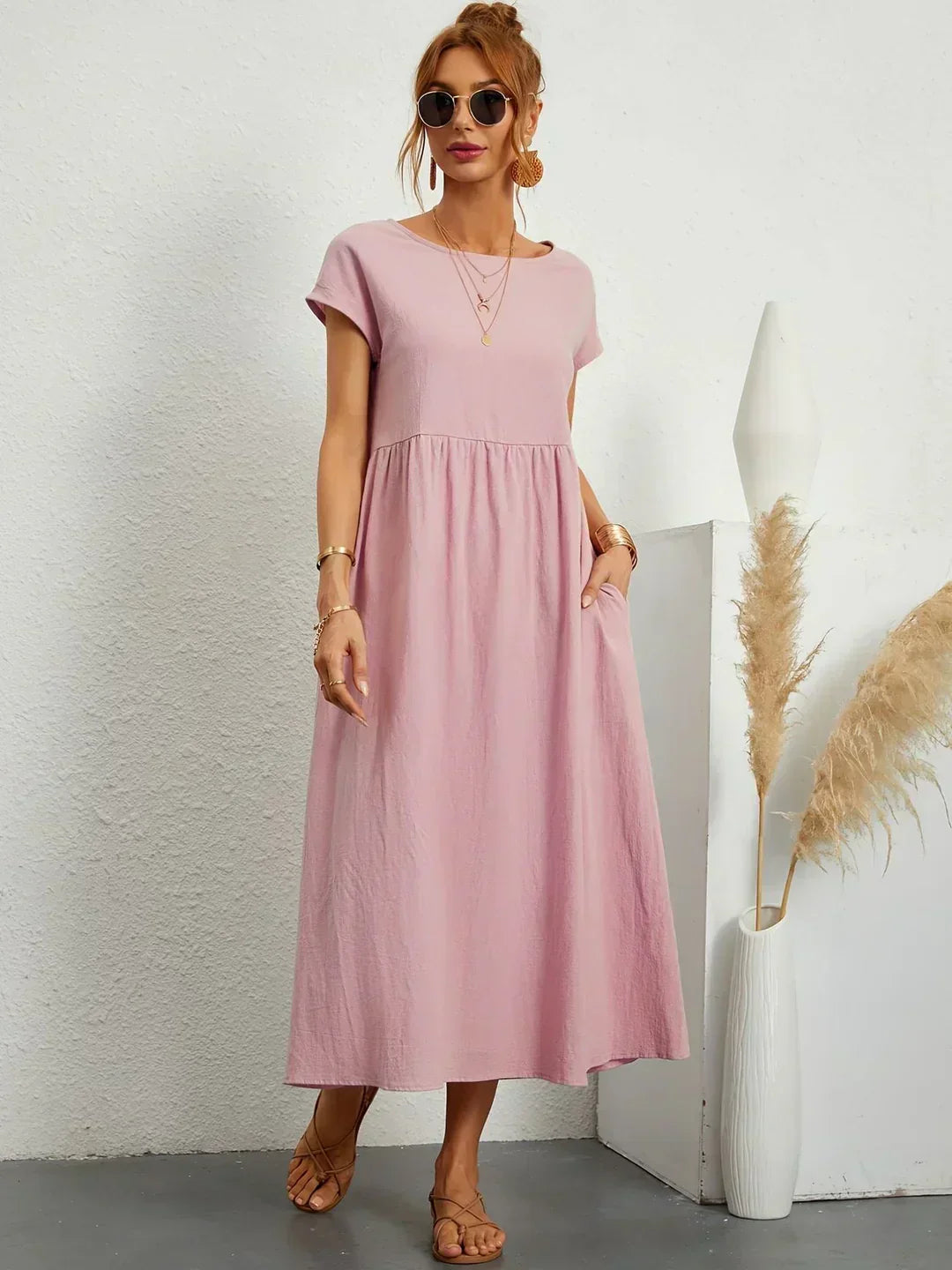 Eleanor | Empire Waist Midi Dress With Pockets