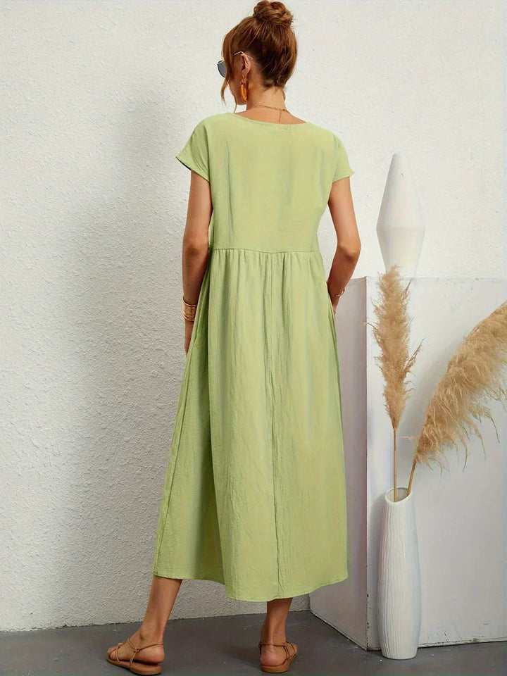 Eleanor | Empire Waist Midi Dress With Pockets