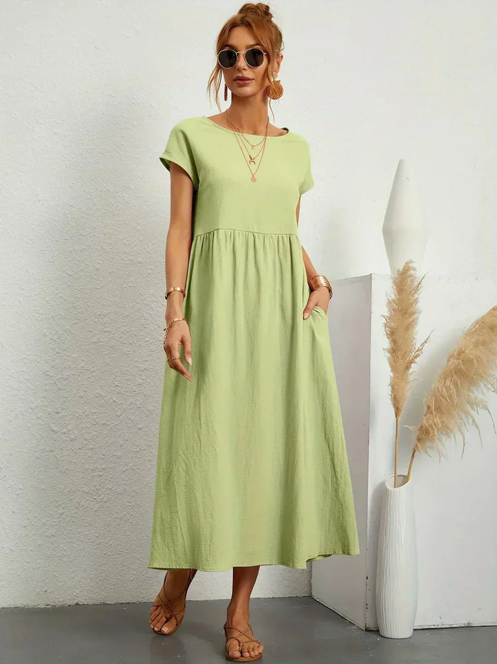 Eleanor | Empire Waist Midi Dress With Pockets