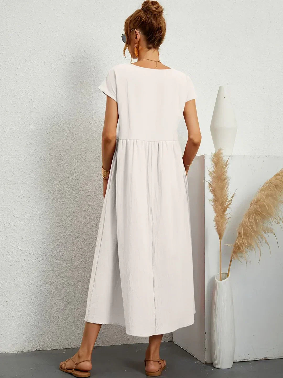 Eleanor | Empire Waist Midi Dress With Pockets