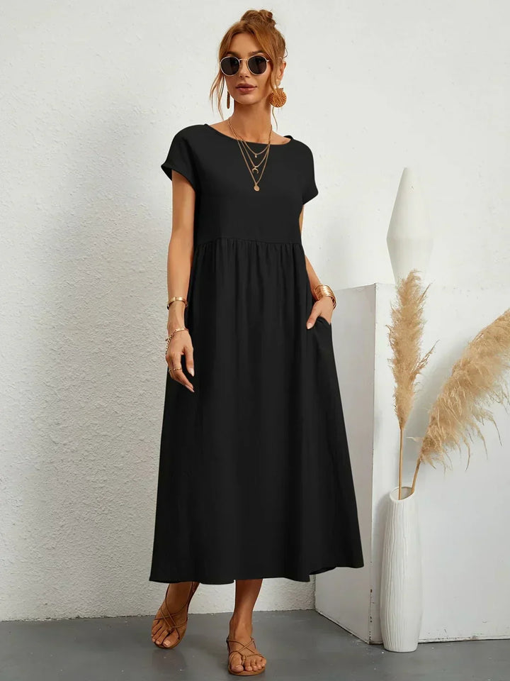 Eleanor | Empire Waist Midi Dress With Pockets