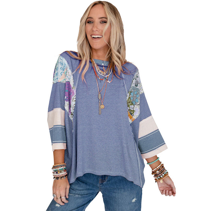 Bailey | Women Lightweight Patchwork Batwing Top