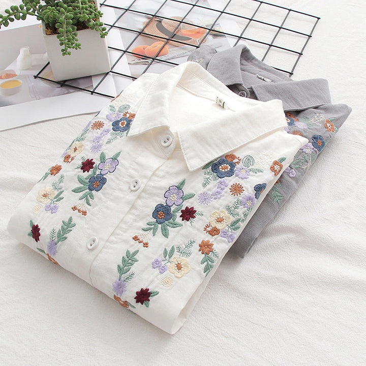 Flavie Vintage Charm Embroidered Blouse | Elegant Everyday Blouse