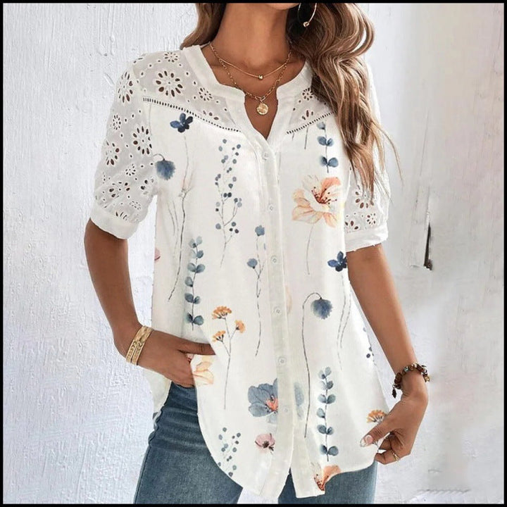 Annelise | Women Casual Lace Printed Blouse