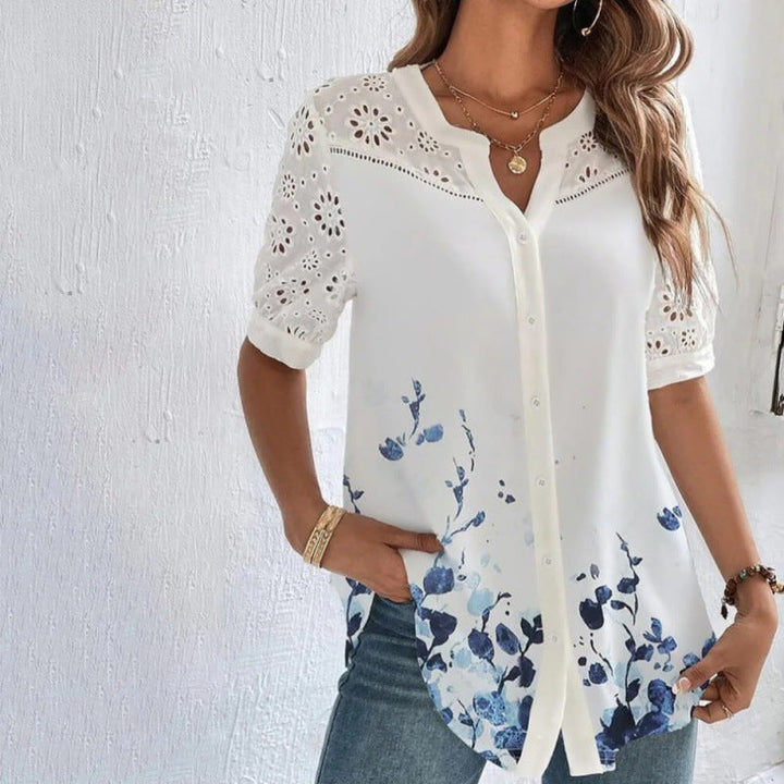 Annelise | Women Casual Lace Printed Blouse