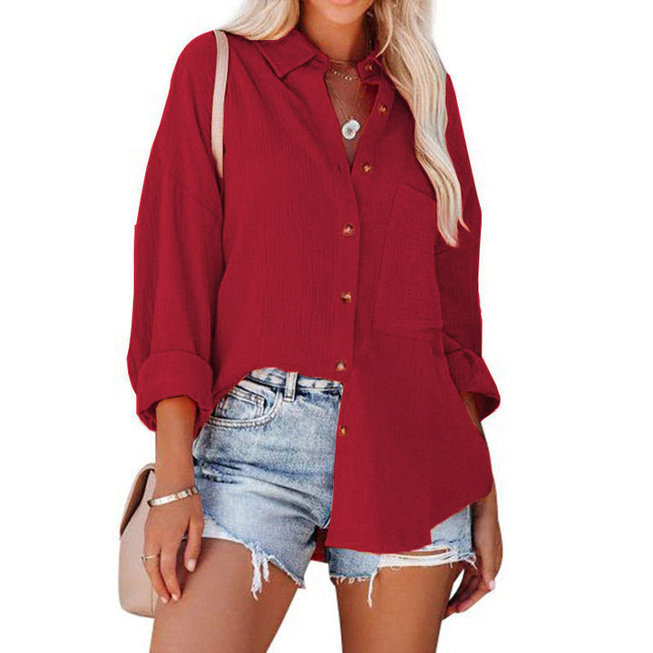 Wolly| Women Casual Button Down Long Sleeve Blouse
